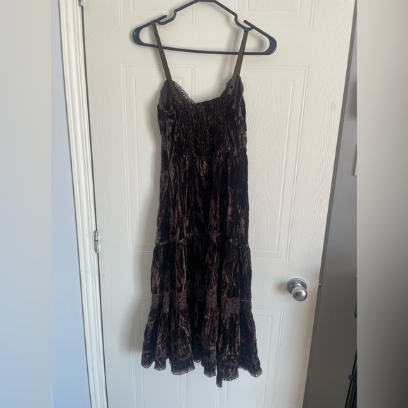 Brown Velour Midi Dress XS S Whimsigoth Lagenlook Fairycore - Picture 7 of 16